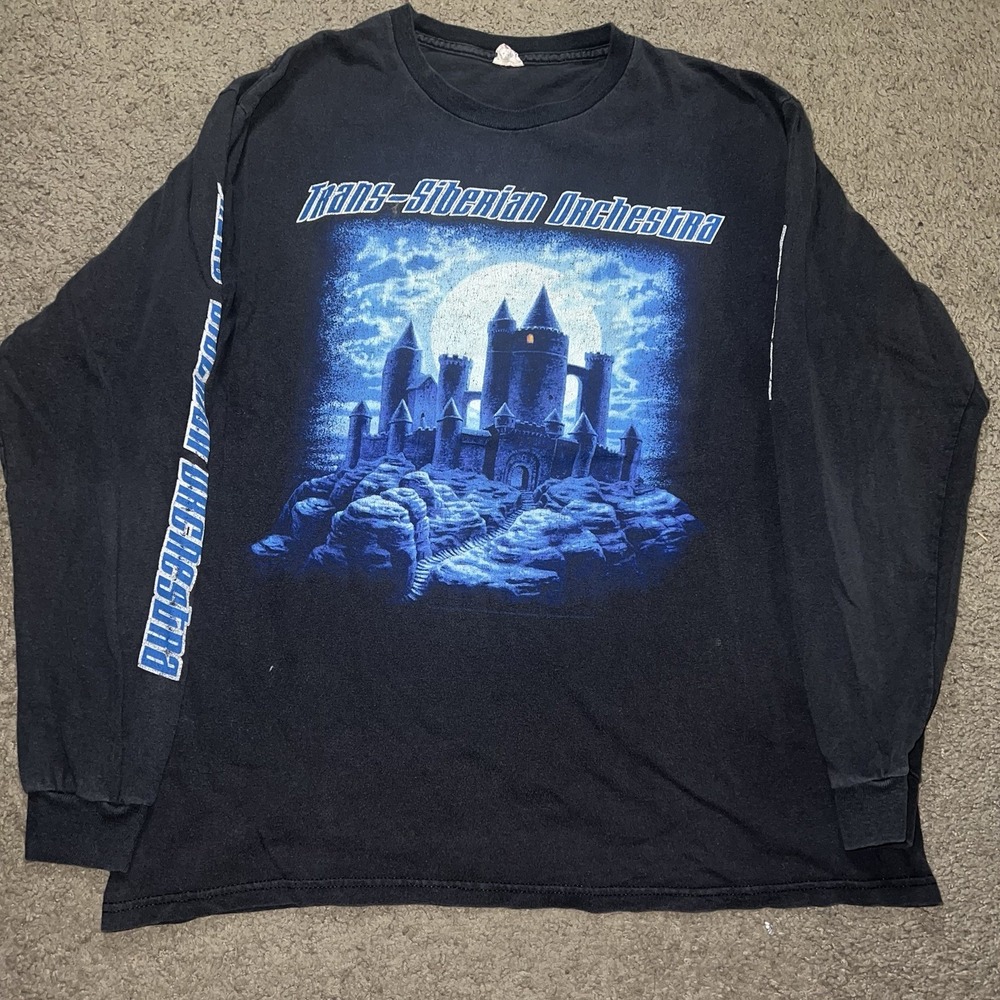 Trans-Siberian Orchestra Long Sleeve Shirt M Black Graphic Castle Rock Band Te